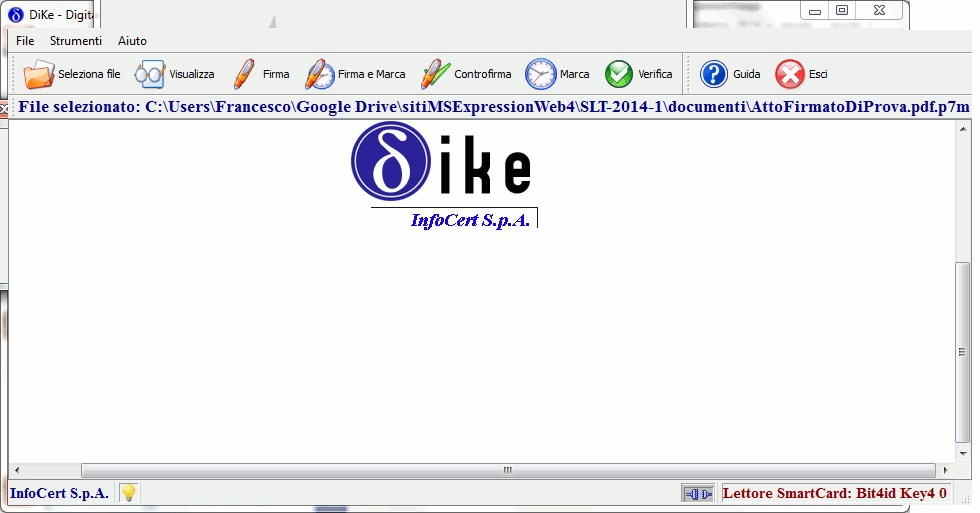 Schermata di Dike con file attivo